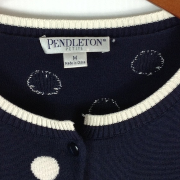 Pendleton Blue and white polka dot cardigan size medium - Picture 3 of 6